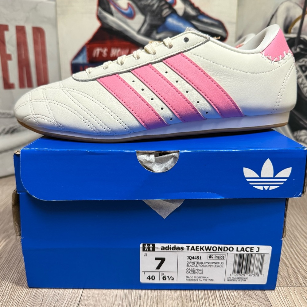 New adidas Taekwondo Lace Off White / Pink JQ4491 Size 6Y/7.5W, 7Y/8.5W Womens